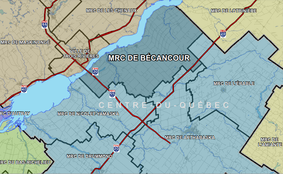 Mrc bécancour vue aérienne
