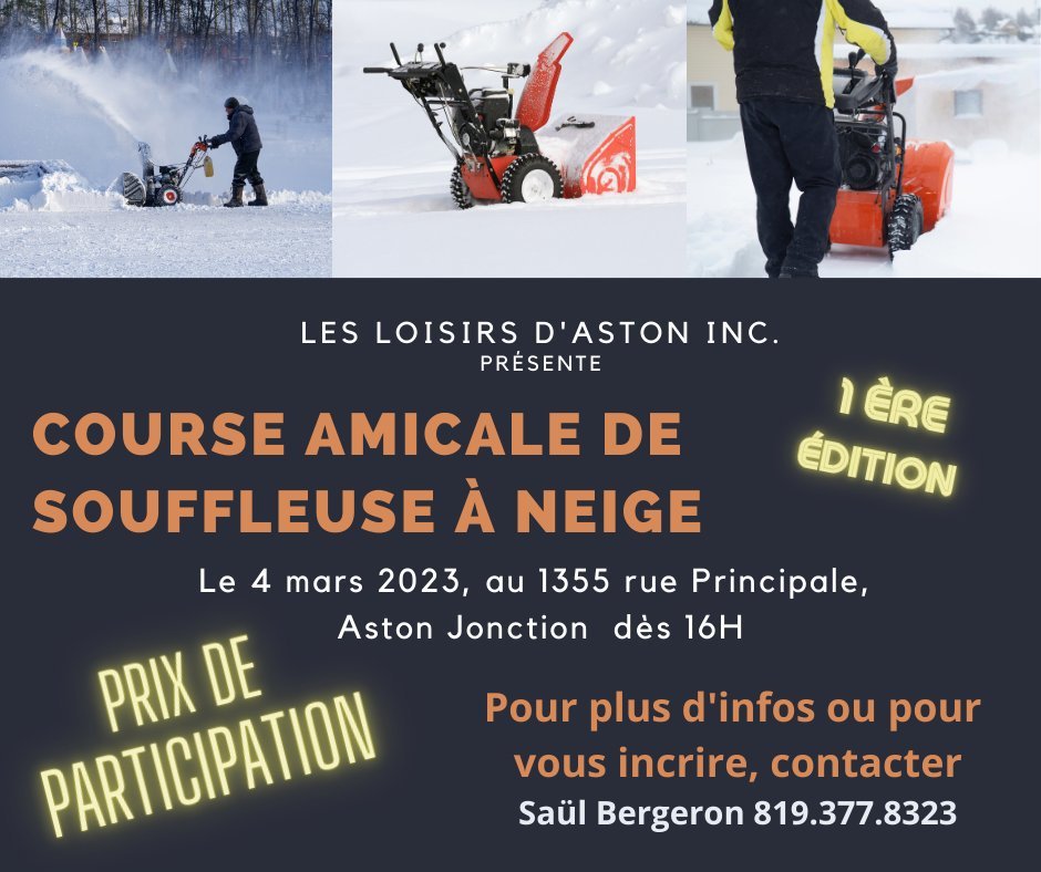 AstonJonction aura sa première course de souffleuse à neige! Le